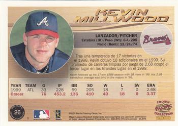 2000 Pacific Crown Collection #26 Kevin Millwood Back