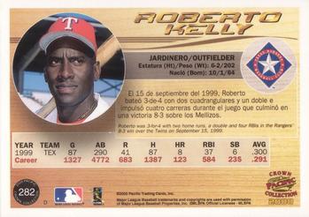 2000 Pacific Crown Collection #282 Roberto Kelly Back