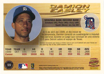 2000 Pacific Crown Collection #99 Damion Easley Back