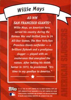 2002 Topps American Pie Spirit of America - American Sluggers Red #AS-WM Willie Mays Back