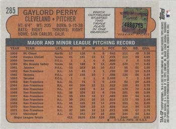 2002 Topps Archives - Autographs #TAA-GP Gaylord Perry Back