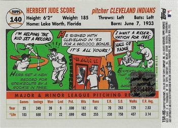 2002 Topps Archives - Seat Relics #TSR-HS Herb Score Back