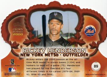 2000 Pacific Crown Royale #89 Rickey Henderson Back