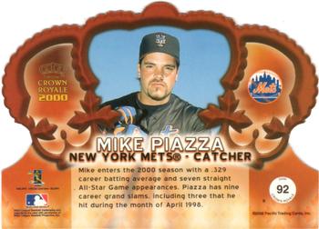 2000 Pacific Crown Royale #92 Mike Piazza Back