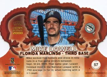 2000 Pacific Crown Royale #57 Mike Lowell Back