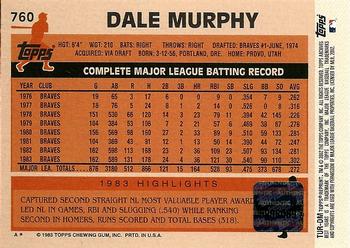 2002 Topps Archives - Uniform Relics #TUR-DM Dale Murphy Back