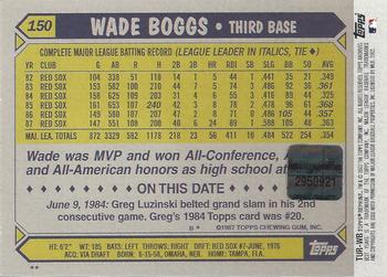 2002 Topps Archives - Uniform Relics #TUR-WB Wade Boggs Back