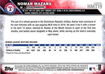 2016 Topps Chrome Update #HMT19 Nomar Mazara Back