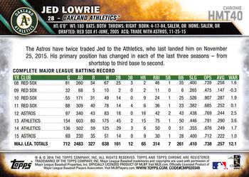 2016 Topps Chrome Update #HMT40 Jed Lowrie Back
