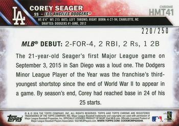 2016 Topps Chrome Update - Refractor #HMT41 Corey Seager Back
