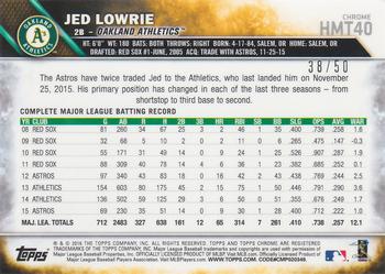 2016 Topps Chrome Update - Gold Refractor #HMT40 Jed Lowrie Back