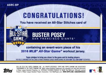2016 Topps Chrome Update - All-Star Stitches Relics #ASRC-BP Buster Posey Back