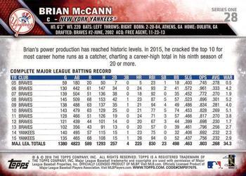 2016 Topps - Limited #28 Brian McCann Back
