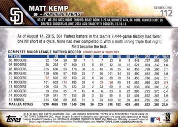2016 Topps - Limited #112 Matt Kemp Back