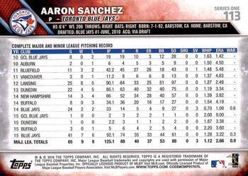 2016 Topps - Limited #113 Aaron Sanchez Back