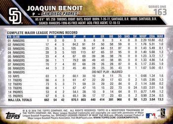2016 Topps - Limited #163 Joaquin Benoit Back