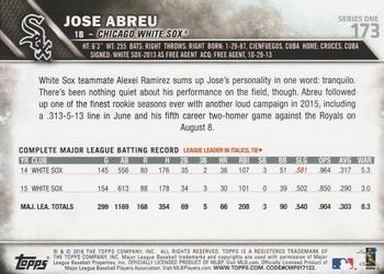 2016 Topps - Limited #173 Jose Abreu Back