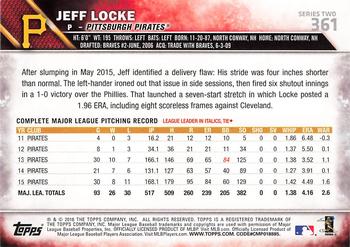 2016 Topps - Limited #361 Jeff Locke Back