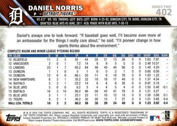 2016 Topps - Limited #402 Daniel Norris Back