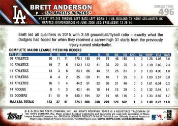 2016 Topps - Limited #496 Brett Anderson Back