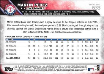 2016 Topps - Limited #633 Martin Perez Back