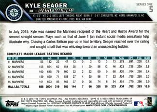 2016 Topps Mini #5 Kyle Seager Back