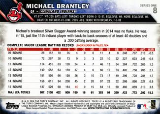 2016 Topps Mini #8 Michael Brantley Back