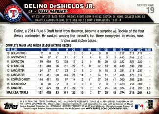 2016 Topps Mini #19 Delino DeShields Jr. Back