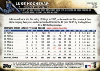 2016 Topps Mini #35 Luke Hochevar Back