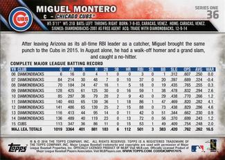 2016 Topps Mini #36 Miguel Montero Back