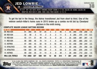2016 Topps Mini #38 Jed Lowrie Back