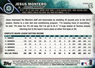 2016 Topps Mini #55 Jesus Montero Back