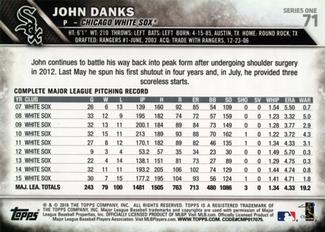 2016 Topps Mini #71 John Danks Back