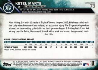2016 Topps Mini #73 Ketel Marte Back