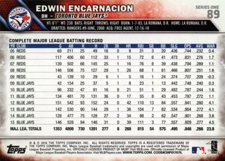 2016 Topps Mini #89 Edwin Encarnacion Back