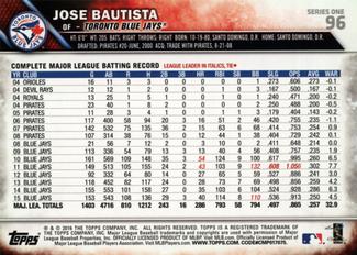 2016 Topps Mini #96 Jose Bautista Back