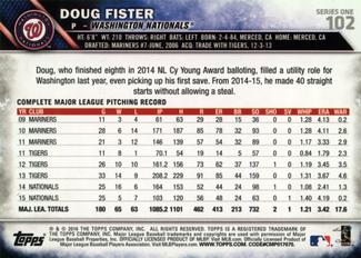 2016 Topps Mini #102 Doug Fister Back