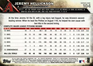 2016 Topps Mini #104 Jeremy Hellickson Back