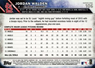 2016 Topps Mini #106 Jordan Walden Back