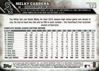2016 Topps Mini #122 Melky Cabrera Back