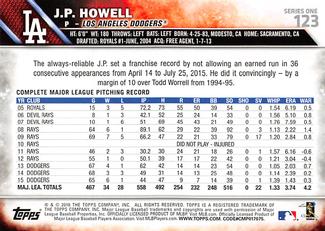 2016 Topps Mini #123 J.P. Howell Back