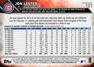 2016 Topps Mini #151 Jon Lester Back
