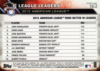2016 Topps Mini #162 American League Runs Batted In Leaders Back