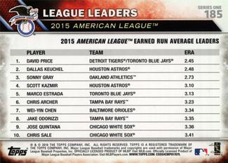 2016 Topps Mini #185 American League Earned Run Average Leaders Back