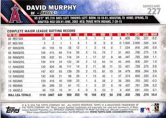 2016 Topps Mini #227 David Murphy Back