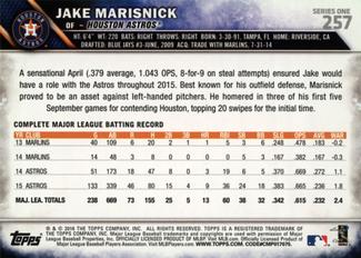 2016 Topps Mini #257 Jake Marisnick Back