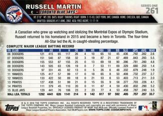 2016 Topps Mini #261 Russell Martin Back