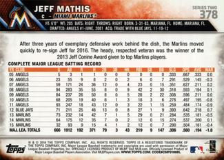 2016 Topps Mini #378 Jeff Mathis Back