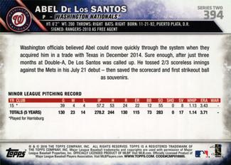 2016 Topps Mini #394 Abel De Los Santos Back