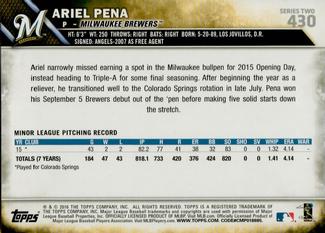 2016 Topps Mini #430 Ariel Pena Back
